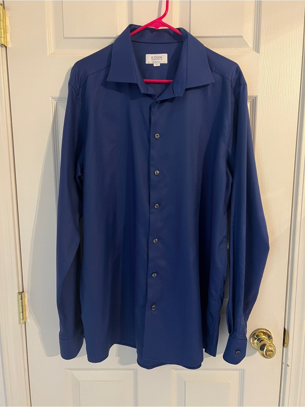 Eton XXL Blue Textured Cotton Button Up Shirt Luxury Menswear